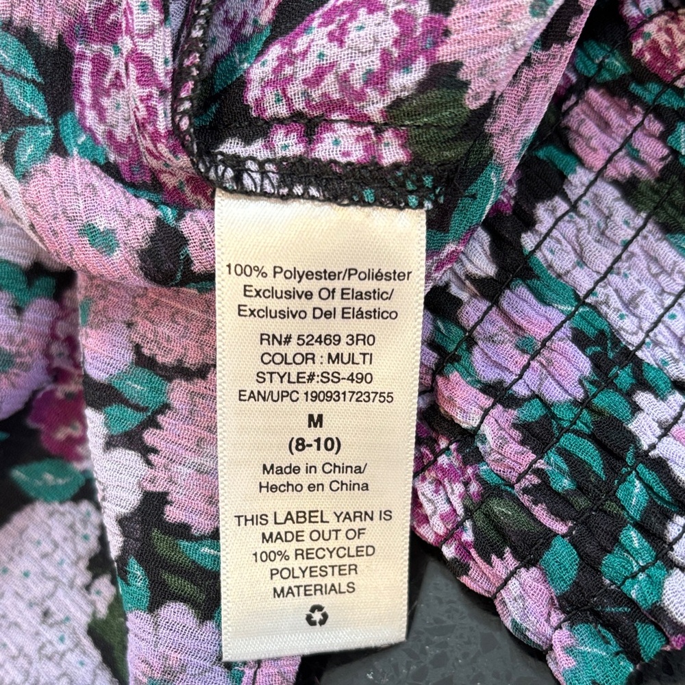 NWT Elegant Floral Women's Blouse in Black and Pink - Picture 7 of 8